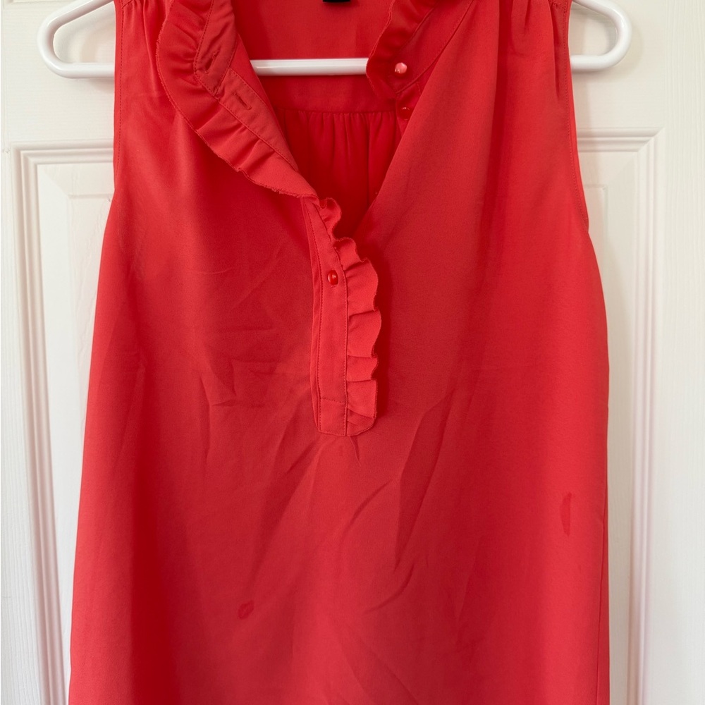 J. Crew Orange Ruffled Cuffed Sleeve Blouse